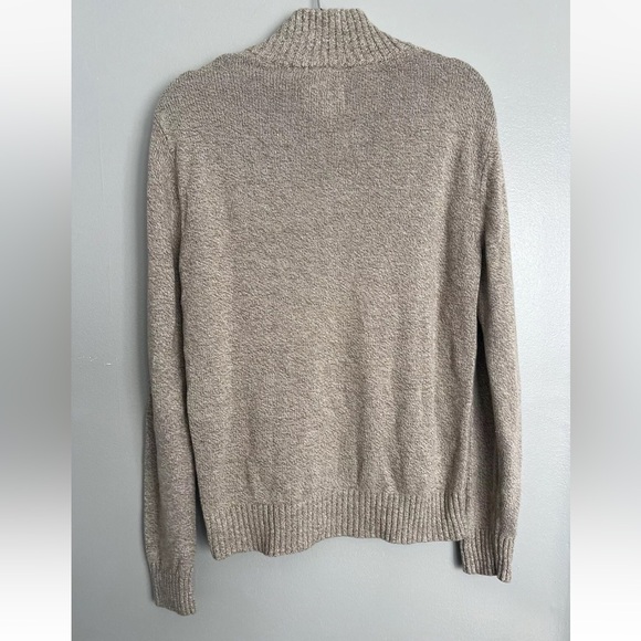 American Eagle Outfitters  Men's Seriously Soft Tan Quarter Zip Sweater Small - Picture 3 of 6
